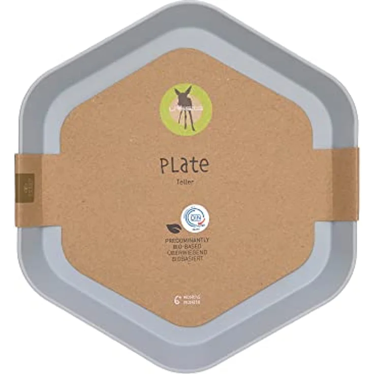 LÄSSIG Kinder Teller Kindergeschirr ohne Melamin, BPA-frei, aus Biokomposit/Plate Geo, grey-blue – Bild 4