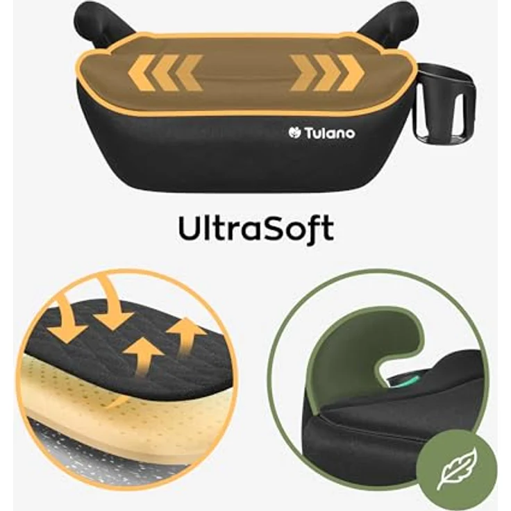 Tulano Cabby 20, Kindersitz mit ECE R129/03 i-Size-Zulassung, Schwarz, abnehmbare und waschbare Polsterung, leicht und kompakt – Bild 3