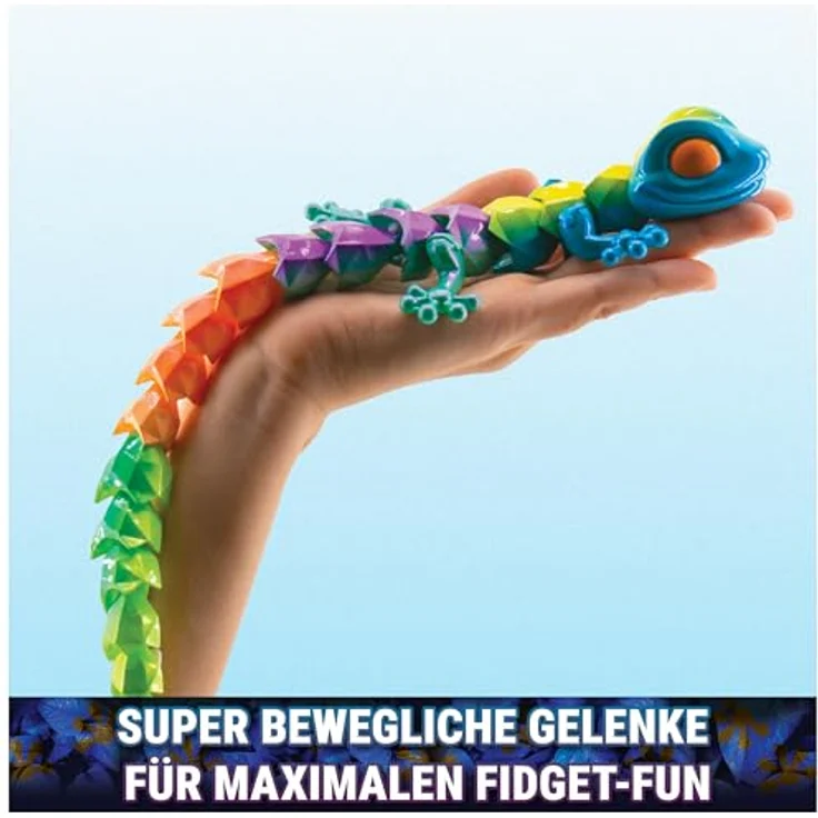 CrystaLynx Gecko, 23 cm große sammelbare bewegliche Geckofigur in Blindbox, Fidget-Spielzeug für Kinder ab 8 Jahren und Erwachsene, 1 von 12 Designs ukup 2 seltene Varianten – Bild 5