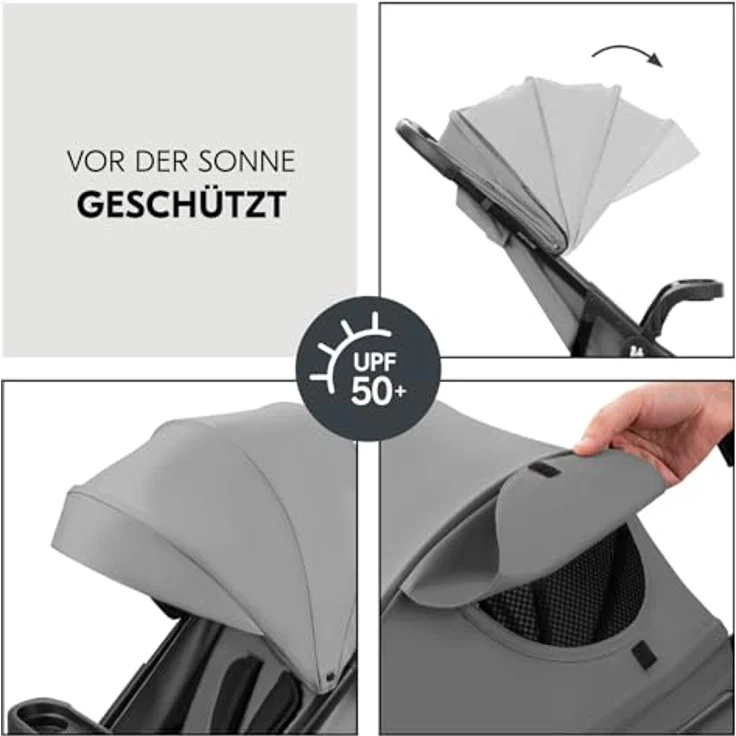hauck Shop N Care Travel Set 2in1 Kinderwagen inkl. Buggy und Babyschale, Liegefunktion, Getränkehalter, UV-Schutz 50+ (Grey) – Bild 4
