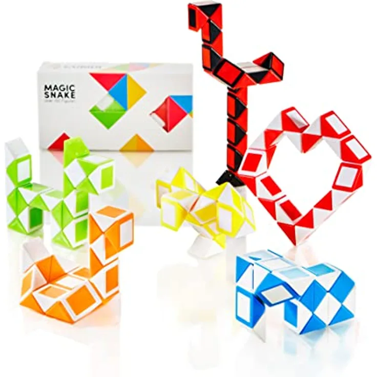 CUBIDI® Original Mini Magic Snakes 6er Set, 24 Blöcke pro Snake, Knobelspiele für Kinder ab 6, fördert Kreativität & Motorik, ideales Mitgebsel für den Kindergeburtstag