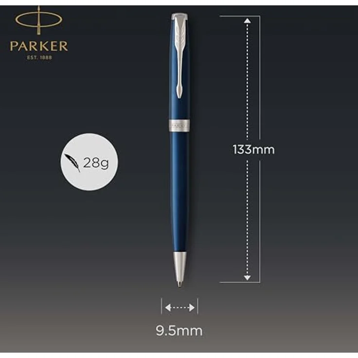 Parker Pen Sonnet, eleganter Füllfederhalter in Silber und Blau, höchste Schreibqualität – Bild 3