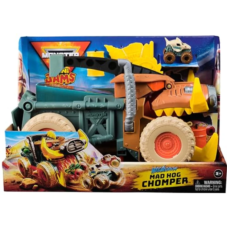Spin Master Monster Jam Mini Warthog Playset mit Mad Hog Chomper und Megalodon Truck im Maßstab 1:87, geeignet für Kinder ab 3 Jahren – Bild 2