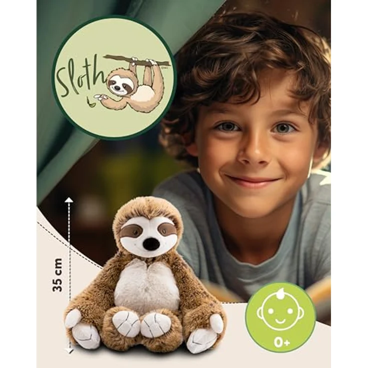 NICI Kuscheltier Faultier Slobby 35cm mit Klettverschluss braun - Plüschtier aus recyceltem Material, ideal zum Kuscheln und Spielen - Geschenkidee für Kinder & Erwachsene – Bild 2