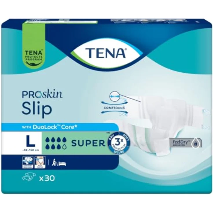 TENA Slip Super L, Inkontinenzhose mit hoher Saugstärke und atmungsaktiver Außenseite, 30 Stück – Bild 2