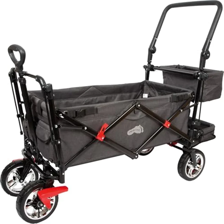 small foot Bollerwagen mit Dach, Ablagekorb, Regenschutz & Transporttasche, bis 80 kg belastbar - Schwarz – Bild 8