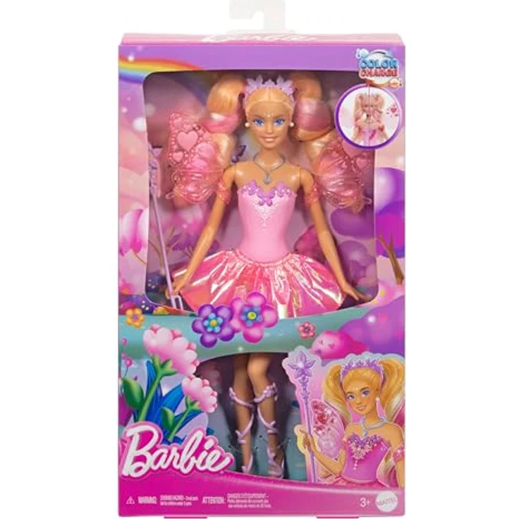 Barbie Anziehpuppe Barbie Fee mit Farbwechseleffekt, Magische Verwandlung von Rosa zu Rot – Bild 6