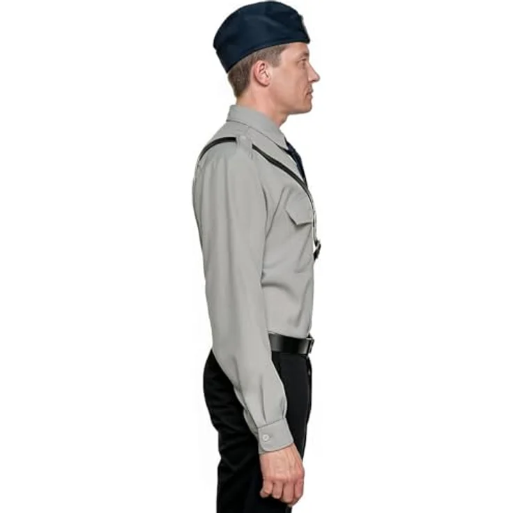 Maskworld Pippi Langstrumpf – Kling & Klang Polizisten Kostüm, graue Uniform mit Mütze und Krawatte, XL – Bild 6