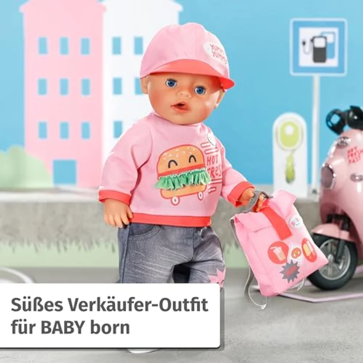 BABY Born Snack Shop Outfit, Verkäufer-Outfit mit Cap, Schuhen und Rucksack für 43cm Puppen, Zapf Creation - Preisvergleich – Bild 2
