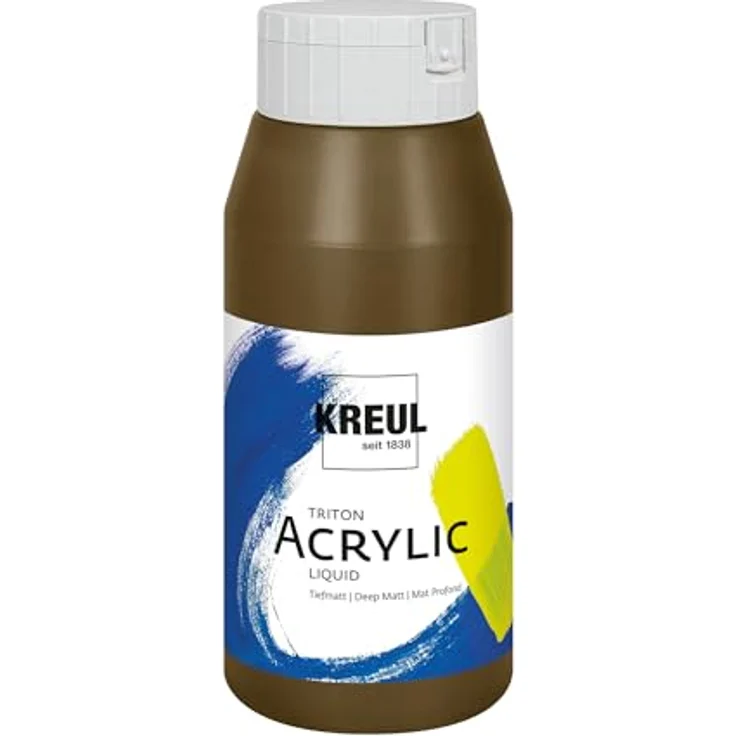 KREUL Solo Goya Triton Acrylfarbe havannabraun, 750 ml, schnell matt trocknend, Wasserbasis, gut deckend, Studioqualität – Bild 1
