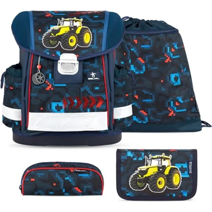 Belmil Schulranzen Classy Ergonomisch Set, 4 tlg. für Grundschule, leicht 930-990 g, 19 L, wasserdicht, ergonomische Form, verstellbare Schultergurte – Bild 1