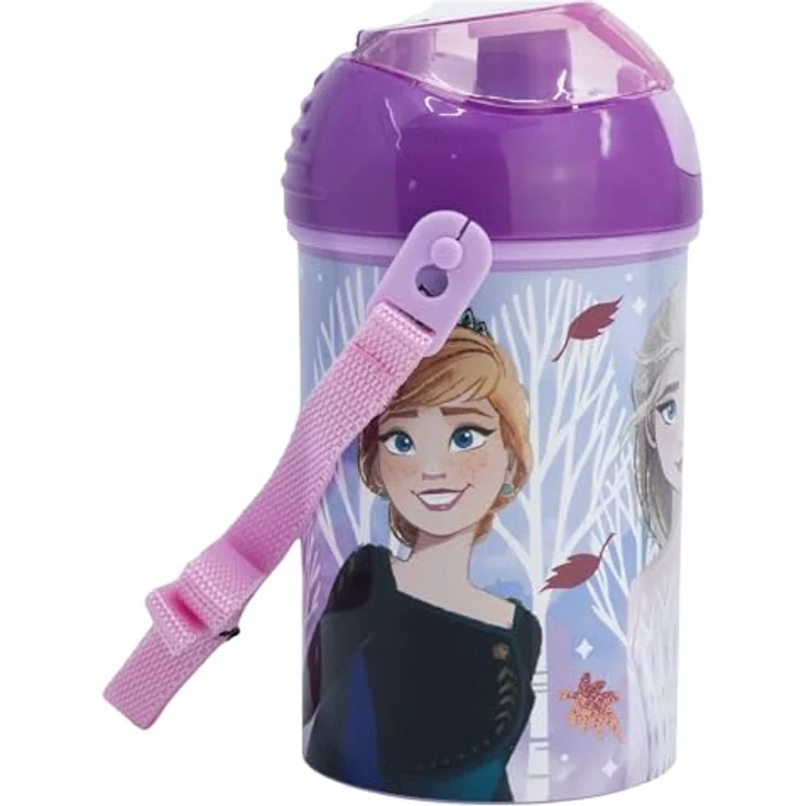 Stor Wiederverwendbare Flasche Robot Pop Up mit Strohhalm, 450 ml, Frozen Autum Leaves, BPA-frei, offizielles Lizenzprodukt – Bild 2