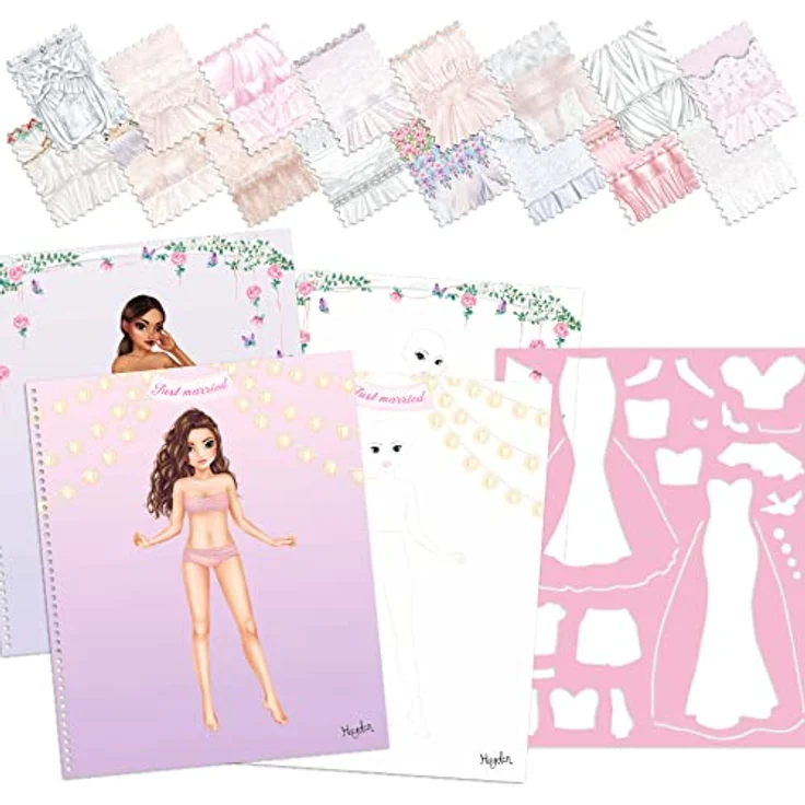 Depesche 12393 Create your TOPModel Wedding Special - Stickerbuch mit 60 Seiten zum Gestalten schöner Outfits, inklusive Stickerbogen, Schablone und Stoffmusterbogen – Bild 4