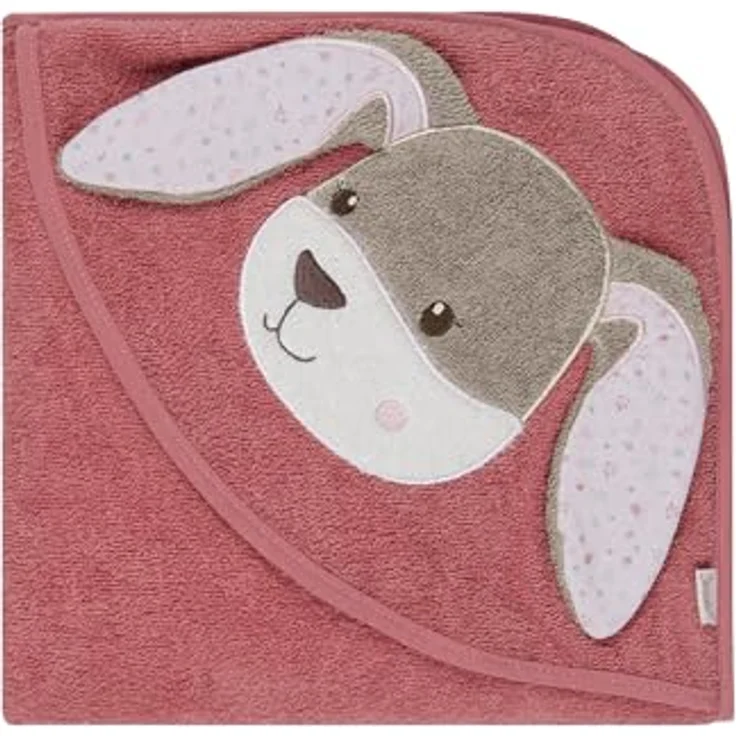 Sterntaler Kapuzenbadetuch Hase Hanni, Babyhandtuch 100% Baumwolle, saugfähig & weich, mit 3D-Ohren, perlrosa, 100 x 100 cm – Bild 1