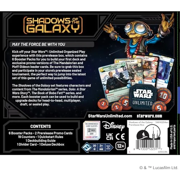 Fantasy Flight Games Star Wars: Unlimited - Shadows of the Galaxy Prerelease Box - Sammelkartenspiel mit 6 Boostern und exklusiven Promo-Karten von Der Mandalorianer und Moff Gideon – Bild 3