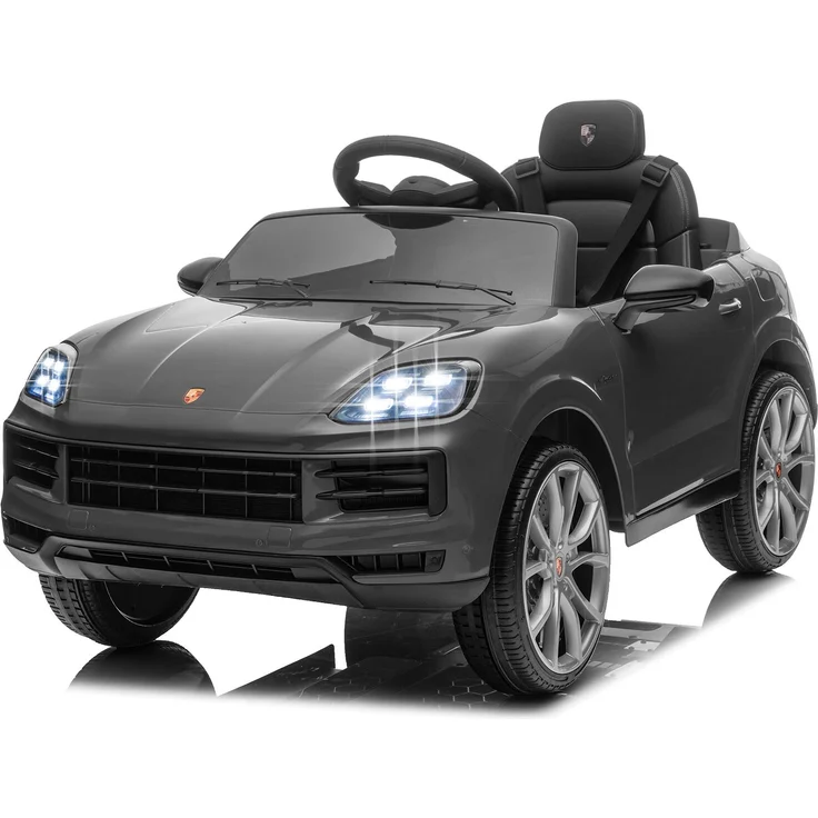FCH Porsche Cayenne Kinder Elektroauto 12V mit 2,4G-Fernbedienung, MP3, LED-Leuchten, grau