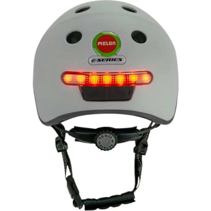 Melon Fahrradhelm E-Series »Metropolis« für Damen & Herren | sicherer Cityhelm mit Beleuchtung | Front- und Rücklicht | XL-XXL (58-63 cm) | hellgrau – Bild 4
