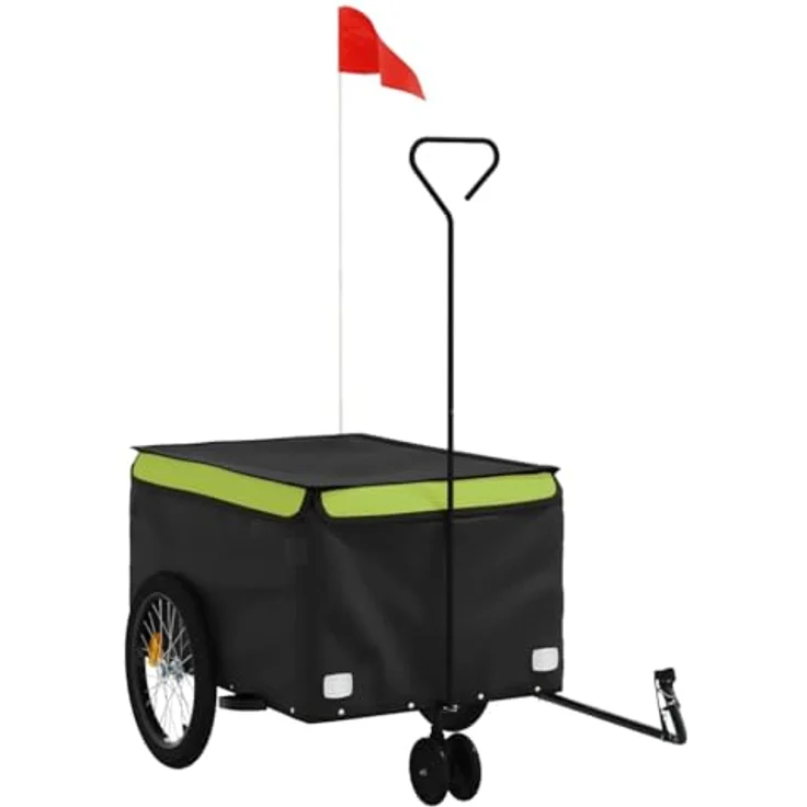 vidaXL Fahrradkinderanhänger, Eisen, maximale Belastbarkeit 30 kg, Schwarz und Grün – Bild 1