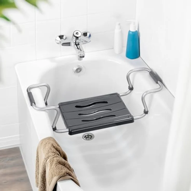 WENKO Badewannensitz Secura, belastbar bis 120 kg, silberfarben, verstellbare Breite – Bild 5