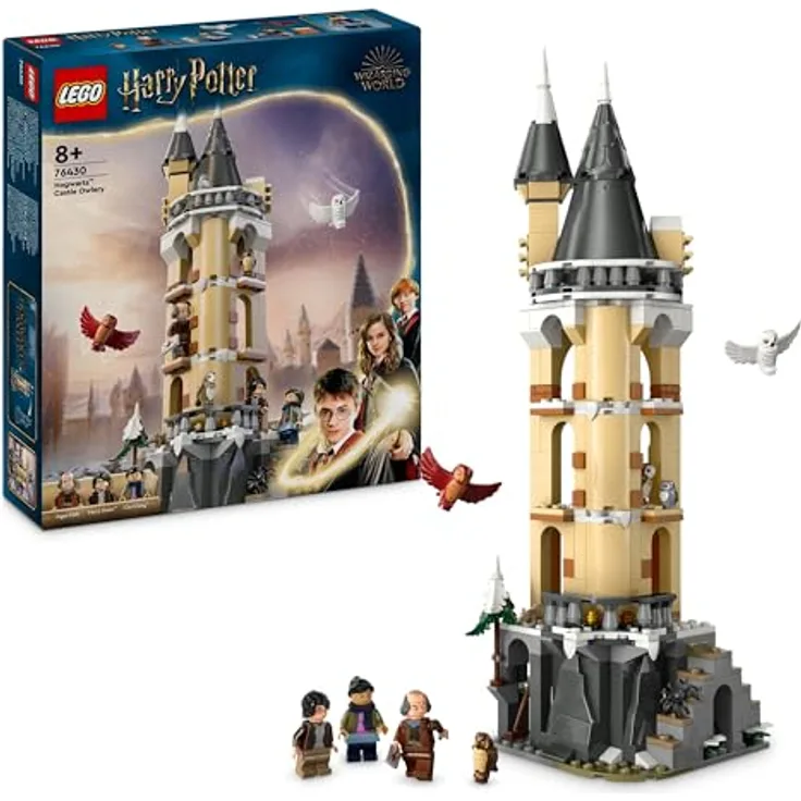 LEGO Harry Potter Eulerei auf Schloss Hogwarts, Abenteuer-Set mit 3 Mini-Figuren und Spielzeug-Tieren, für Kinder ab 8 Jahren