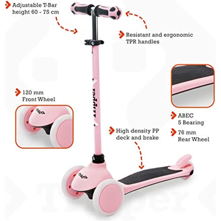 Mondo Mondo, Scooter mit 3 Rädern, verstellbarer Höhe, rosa, max. 30 kg – Bild 2