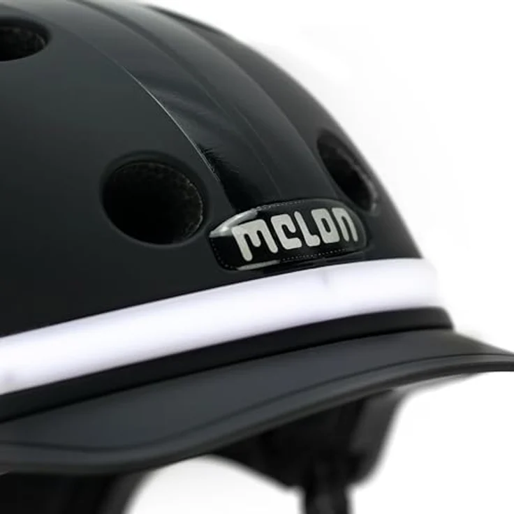 Melon Fahrradhelm E-Series »Black Ice« für Damen & Herren | Cityhelm mit Front- und Rücklicht, Fidlock Magnetverschluss, Belüftungslöcher, individuelle Anpassung und integriertem Visier | schwarz – Bild 5