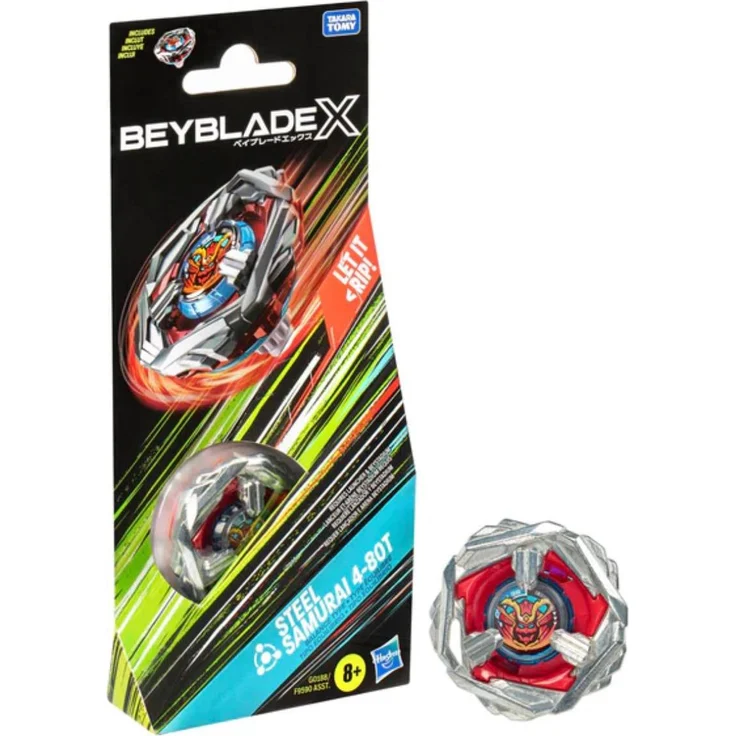 Beyblade G0188ES0, Steel Samurai 4-80T, Balance-Kreisel mit X-Celerator-Schiene und 2-Klick-Montage, rechtsdrehend, für Kinder ab 8 Jahren