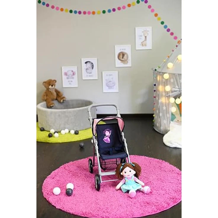 Knorrtoys 16842 Puppenbuggy Liba, höhenverstellbar mit verstellbarem Verdeck, Princess Blue, für Puppen bis 46 cm – Bild 3