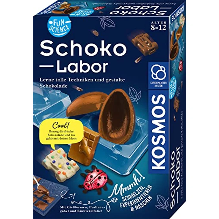 KOSMOS 654283 Fun Science - Schoko-Labor, Experimentier-Set für Kinder ab 8-12 Jahre, Schokolade selber formen, Süßigkeiten, Geschenke selber machen, Experimentier-Set für Kinder ab 8-12 Jahre – Bild 1