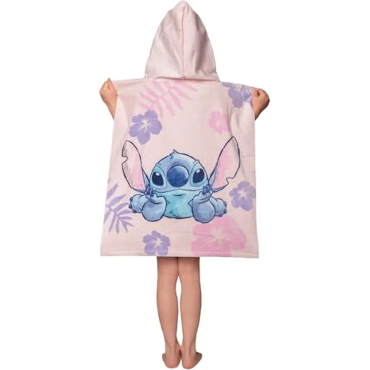 Lilo & Stitch Badeponcho, hochwertiger Frottee aus 100 % Baumwolle, 50 x 115 cm, für Kinder – Bild 3