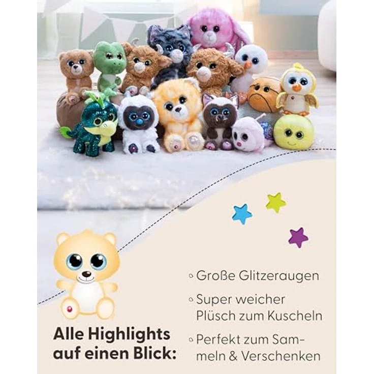 NICI GLUBSCHIS Bär Tummunu, 25cm Kuscheltier aus weichem Plüsch in Gelb mit Glitzeraugen, ideales Plüschtier zum Kuscheln und Spielen für Kinder & Erwachsene, tolle Geschenkidee | 63037 – Bild 4