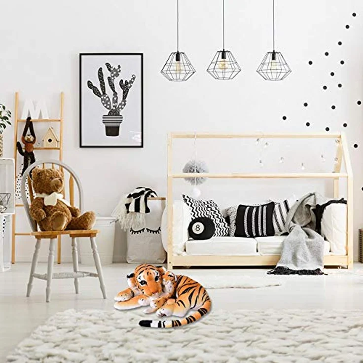 TE-Trend 2in1 XL Plüsch Tiger mit Tigerbaby, liegendes Kuscheltier aus braun getigtem Plüsch, 60 cm groß – Bild 5