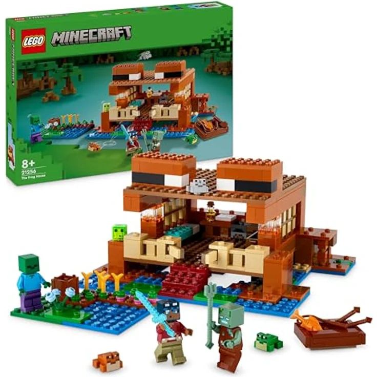LEGO Minecraft Das Froschhaus, Spielzeug-Haus mit Figuren inkl. Zombie, Schleim und Ertrunkener, Plus Zubehör wie Spielzeug-Boot und Werkbank, Geschenk für Jungs und Mädchen ab 8 Jahren 21256 – Bild 1