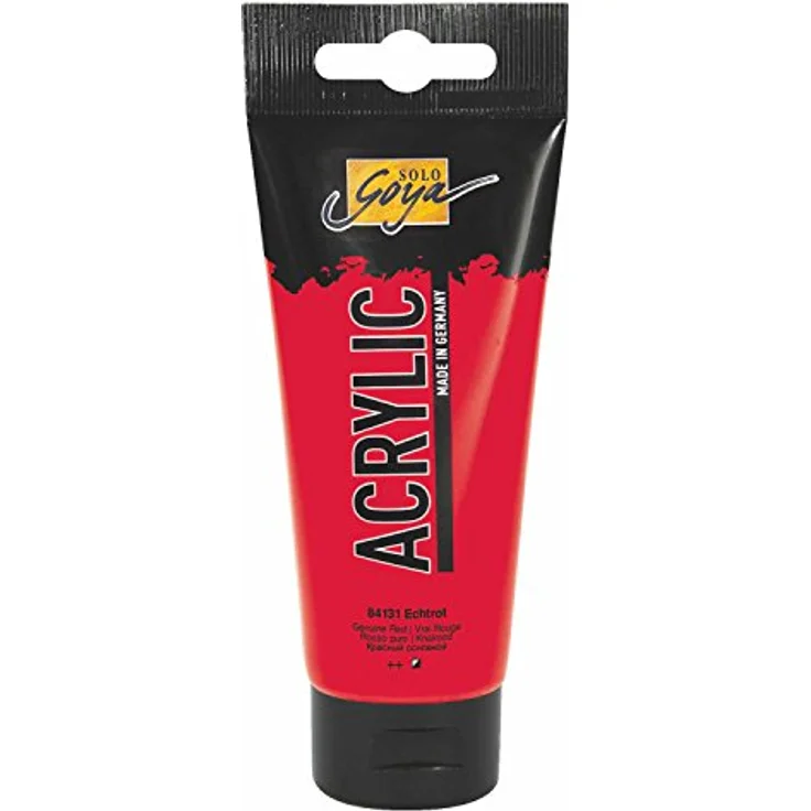KREUL Solo Goya Acrylic 100 ml Tube, echtrot, cremige Acrylfarbe in Studienqualität, wasserbasiert, schnell matt trocknend, gut deckend, wasserfest – Bild 1