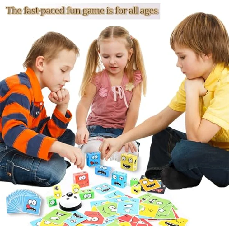 Holz-Ausdruck Spielzeug Würfelpuzzle, Interaktives Knobelspiele Holzwürfel Spiel Puzzle Bauwürfel, Holzspiel Gesellschaftsspiel & Knobelspiel für Kinder als Familienspiel mit Klingel – Bild 3