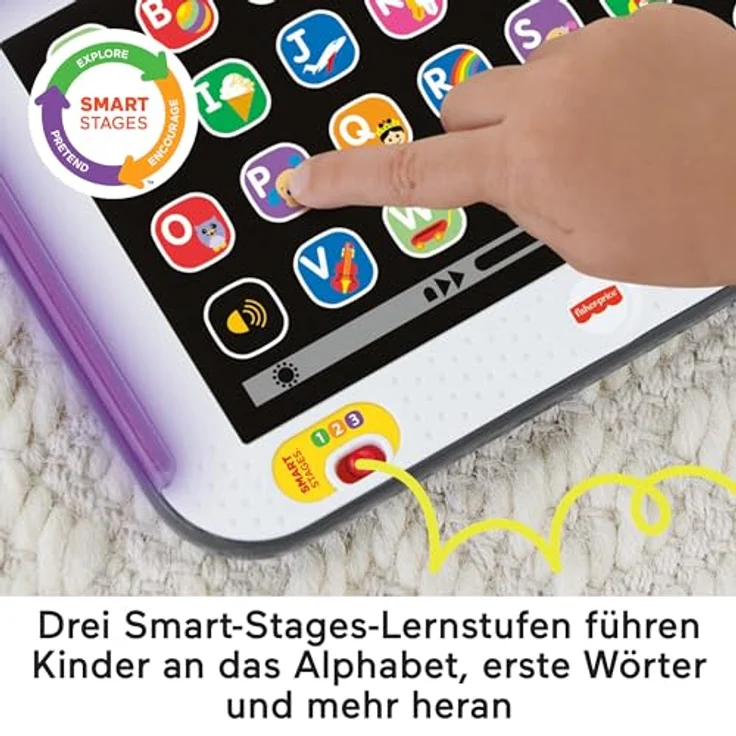 Fisher-Price® Lernspielzeug Lernspaß Smart Stages Tablet, interaktiv mit 28 App-Tasten, Licht und Sound, inklusive Batterien – Bild 3