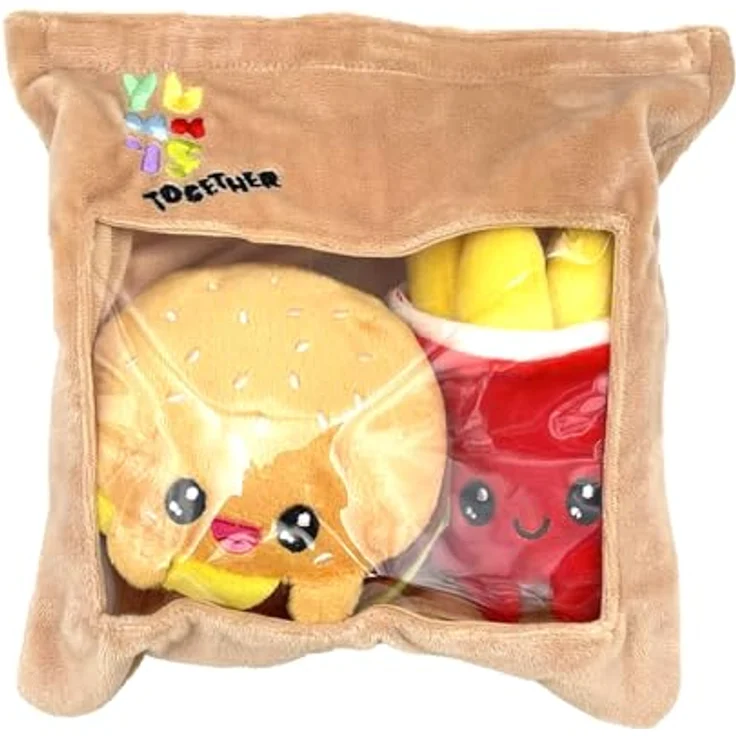 Joy Toy Yummis Together Plüschfiguren 2er-Pack Burger & Pommes, 15 cm groß, in Take Away Bag 21 x 21 cm – Bild 3