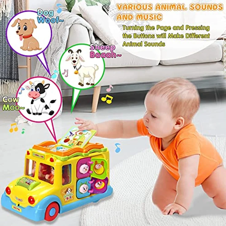 Baby Spielzeug ab 1 Jahr Pädagogisches Intellektuelles Bus Baby Spielzeug ab 6 9 12 18 Monate Tiergeräuschen/Musik/ Bewegung Musikalischer Bus Kinderspielzeug ab 1 2 Jahre Mädchen Junge Geschenk – Bild 3
