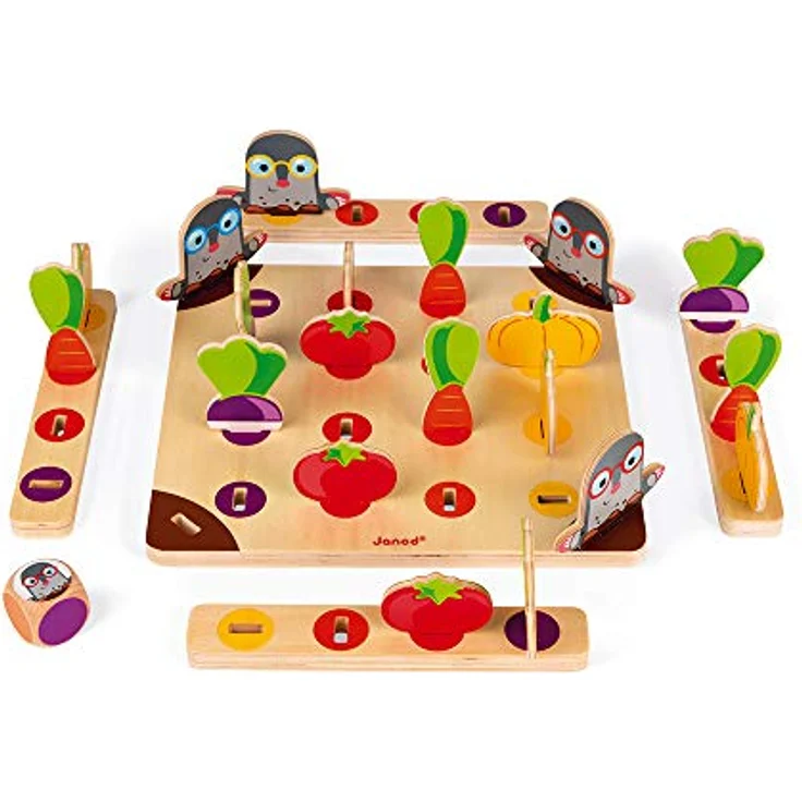Janod Maulwurfspiel - Brettspiel für Kinder mit Farb- und Beobachtungsförderung, inkl. Spielbrett, Spielsteinen und Würfel – Bild 2