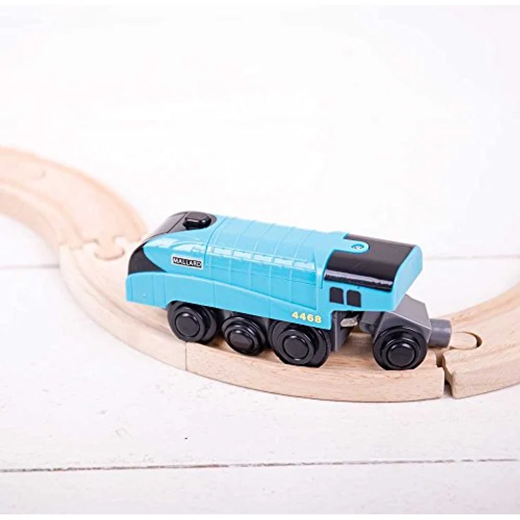 Bigjigs Rail Mallard, Batteriebetriebene Lokomotive für Modelleisenbahnen, kompatibel mit Holzschienenbahnen – Bild 3