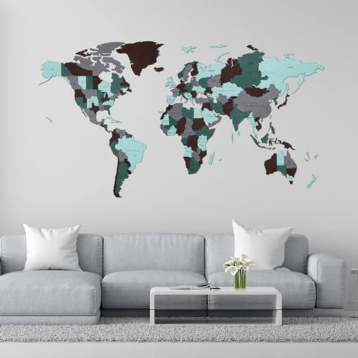 EWA Eco-Wood-Art World MAP S Emerald Planet, 3-lagiges hängendes Puzzle aus hochwertigem Sperrholz – Bild 2