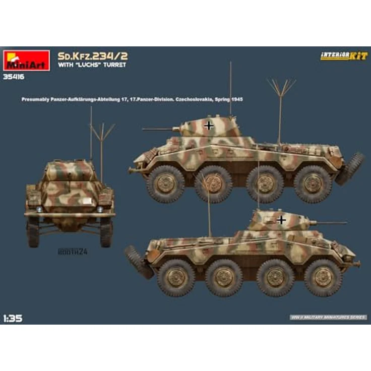 Other 1:35 Sd.Kfz.234/2 mit Luchs Turm, Modellfahrzeug mit detailliertem Interieur und Photoätzteilen, zwei Varianten darstellbar – Bild 4