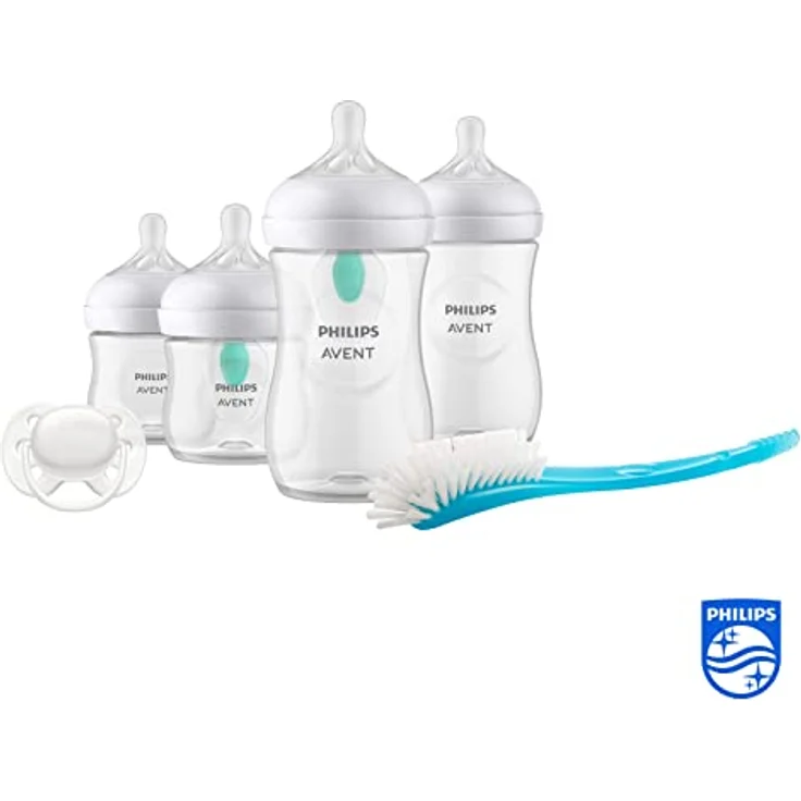 Philips Avent Babyflaschen mit AirFree Ventil, Geschenkset für Neugeborene – 4 Babyflaschen, ultra soft Schnuller und Flaschenbürste, Babys von 0–12 Monaten und älter (Modell SCD657/11) – Bild 3