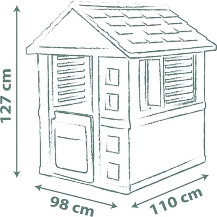 Smoby Jolie Spielhaus, wetterfestes Gartenhaus aus 50% Recyclingmaterial, 98x110x127 cm, mit Fenstern für Kinder ab 2 Jahren – Bild 5