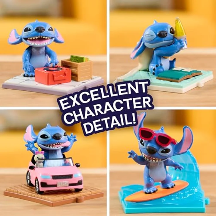 Just Play Stitch LA Movie Time Collectible Figs, Deluxe Disney Sammelfigur mit Zubehör, 7,7 cm groß, verschiedene Szenen nach Lilo & Stitch Live-Action-Film – Bild 4