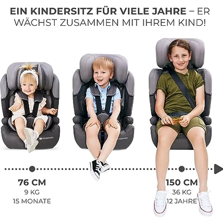 Kinderkraft Autokindersitz COMFORT UP i-Size, für Kinder 76-150 cm, mit herausnehmbarem Einsatz und Fünfpunkt-Gurtsystem – Bild 5
