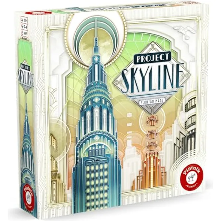 Piatnik Project Skyline, Stadt-Deckbau-Spiel mit doppelseitigem Spielplan, strategischem Kartendeck und Wettbewerbselementen