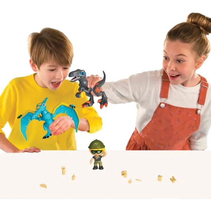 Merkloos Action Heroes Spielfiguren-Set, Dino-Abenteuer mit Velociraptor, Pterodactylus und Entdecker-Figur, 12 cm Höhe – Bild 8