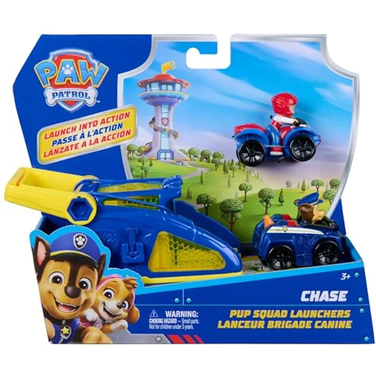 PAW PATROL Pup Squad Launchers Chase, Spielfigurenset für Kinder ab 3 Jahren, Abenteuer aus der TV-Serie