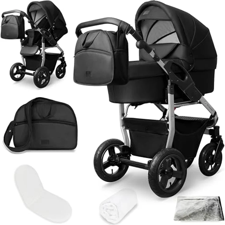 Bergsteiger Capri Kombikinderwagen 2-in-1, Babywanne & Sportsitz, Luftreifen, Federung, höhenverstellbarer Griff, faltbar, Zubehör – Bild 1